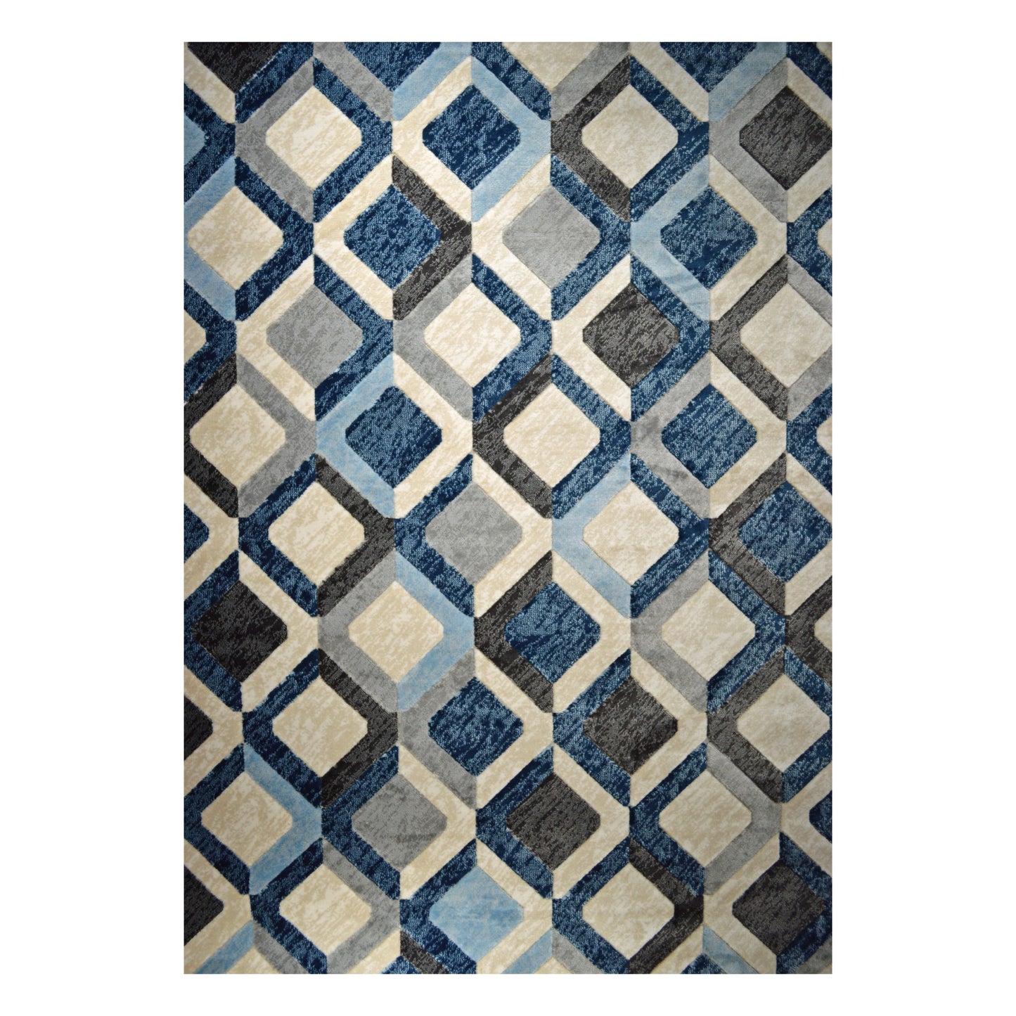 AMBER Blue Honeycomb Design Rug