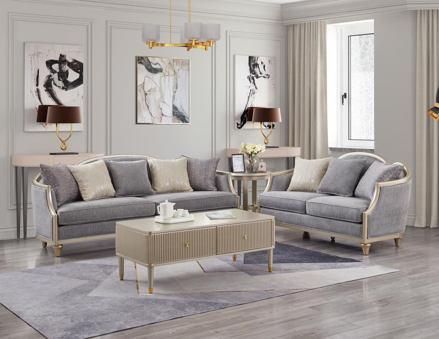 AMIRI 2 Piece Set Sofa & Loveseat Grey