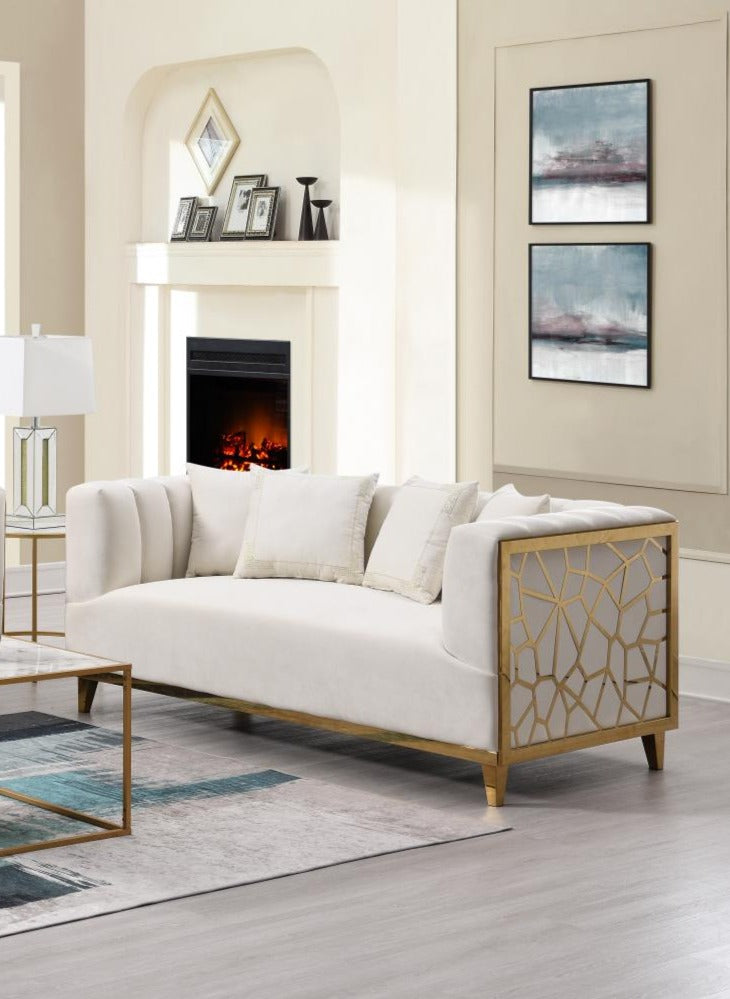 VERSA Upholstered Loveseat Cream
