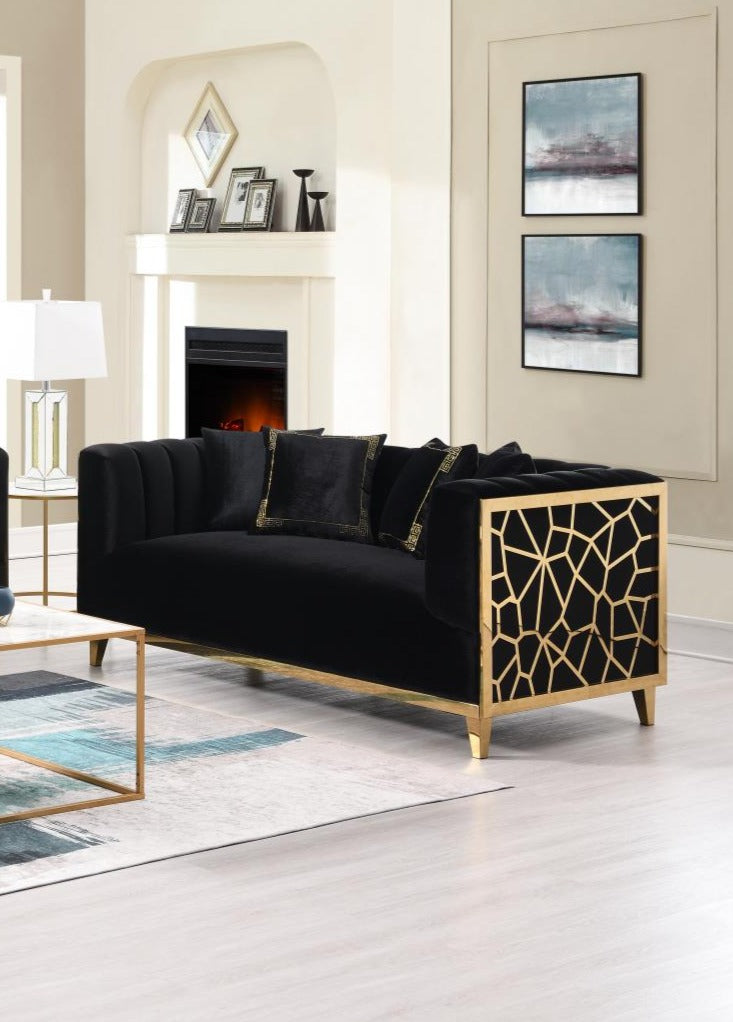 VERSA Upholstered Loveseat Black