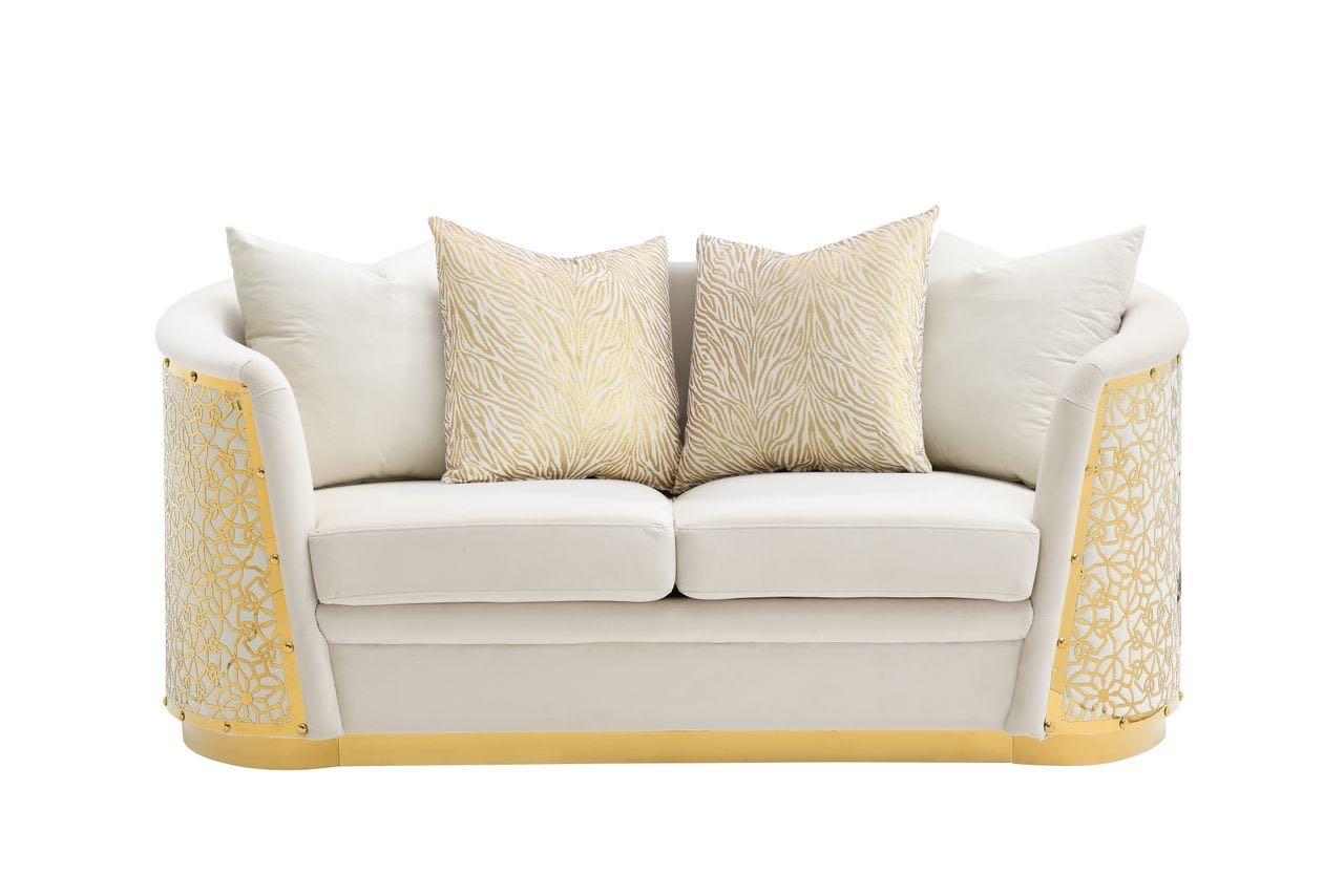 LUCIANA Upholstered Sofa & Loveseat Set Cream