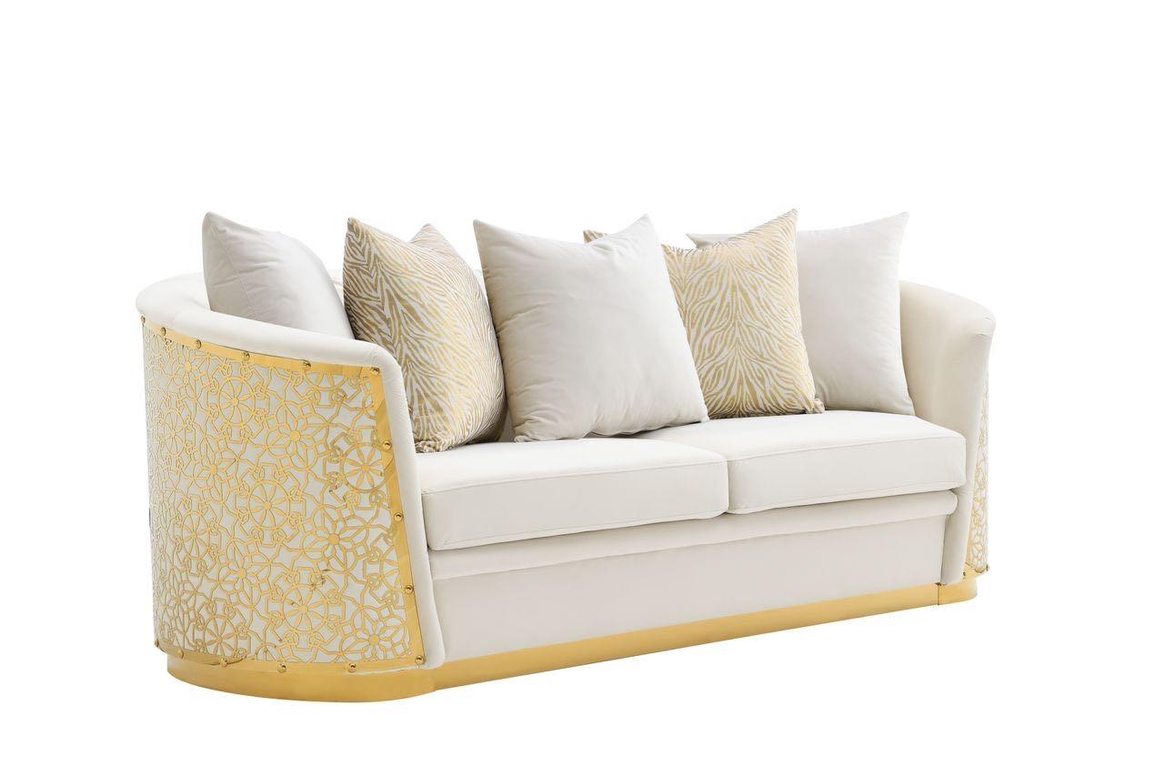 LUCIANA Upholstered Sofa & Loveseat Set Cream