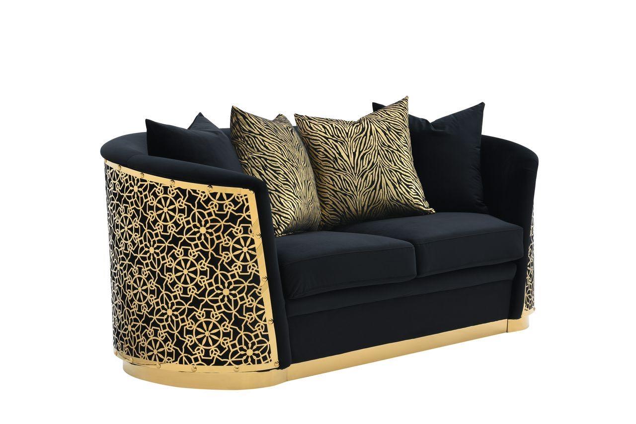 LUCIANA Upholstered Loveseat Black