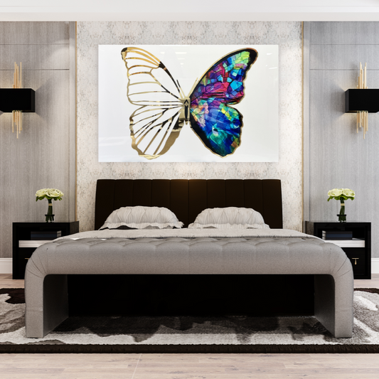 NERA Gold 3D Butterfly Acrylic Mirror Prints