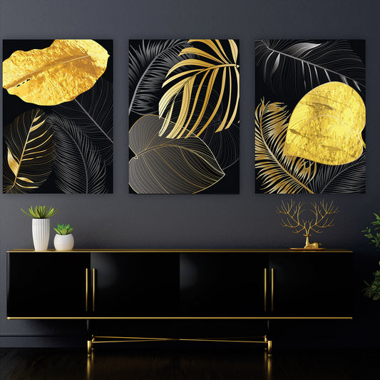 DION Gold Leaves Modern Wall Art