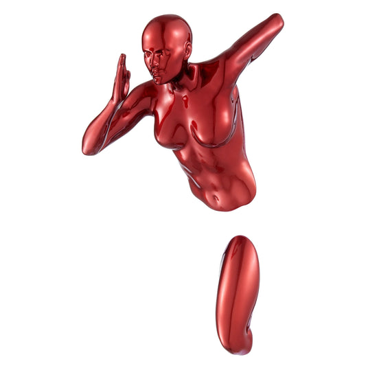 KAYA 13" Woman Wall Art Runner Sculpture Metallic Red