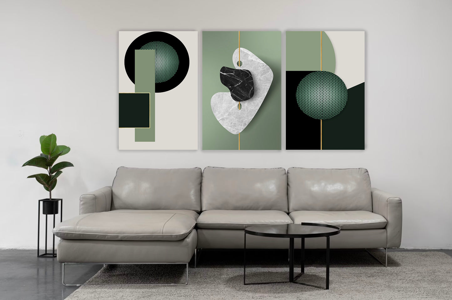ABE 3D Olive Abstract Modern Wall Art