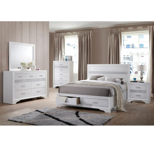 MIRANDA 5-piece Eastern King Storage Bedroom Set White