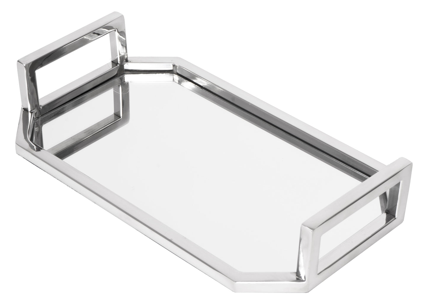 AMAYA 14" Mirror & Stainless Steel Accent Tray