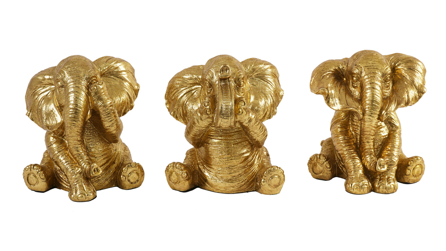 BROOKS Hear No Evil Elephant Sculpture Gold