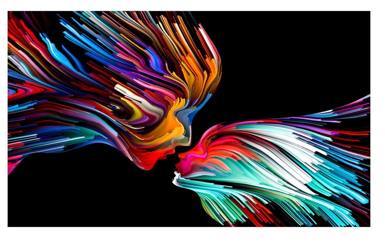 Rainbow Couple Glass Wall Art 60 x36 - Expo Home Decor