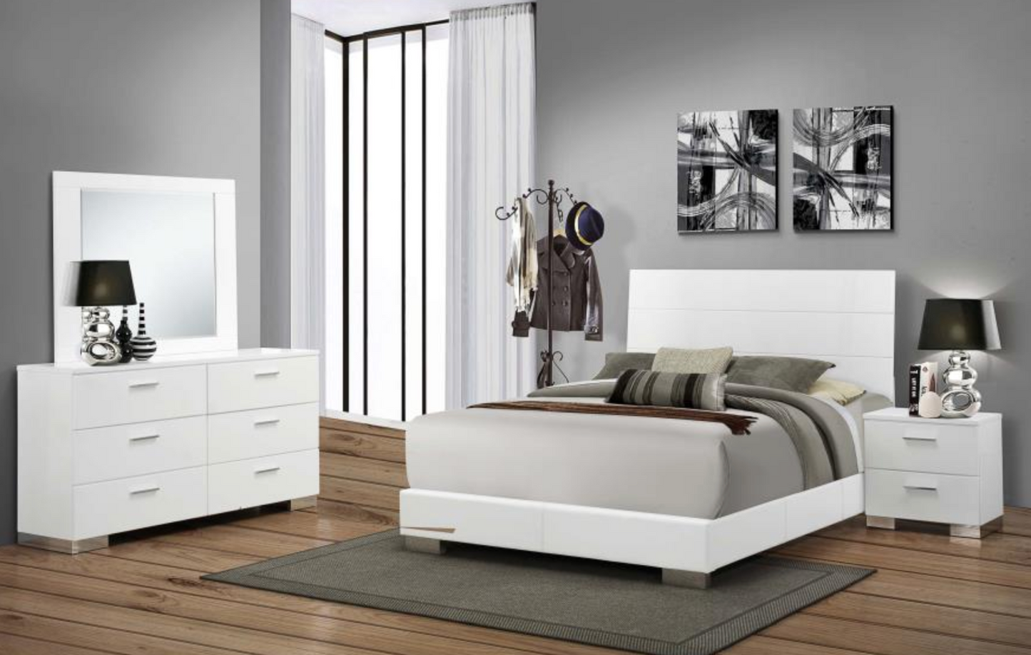 FELICITY 5-piece Bedroom Set Glossy White