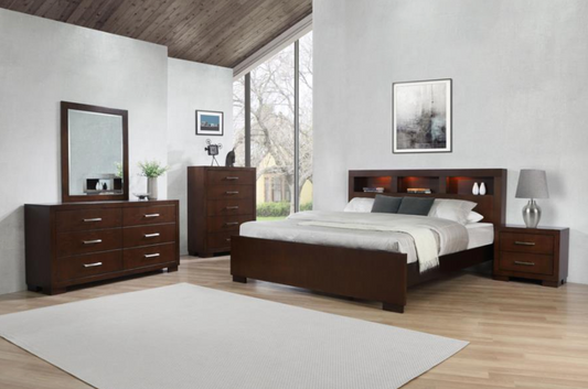 JESSICA 5-piece Eastern King Bedroom Set with Bookcase Headboard