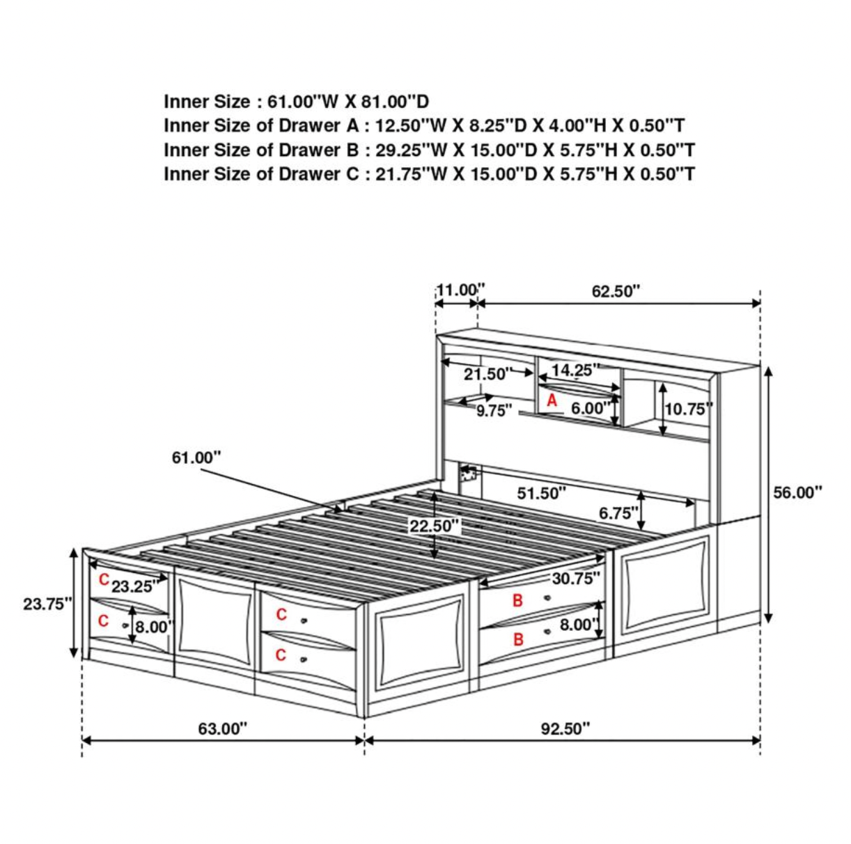 PHOENIX 10-drawer Queen Bed
