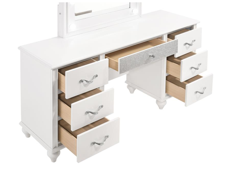 BARZINI 7-drawer Vanity Desk with Lighted Mirror