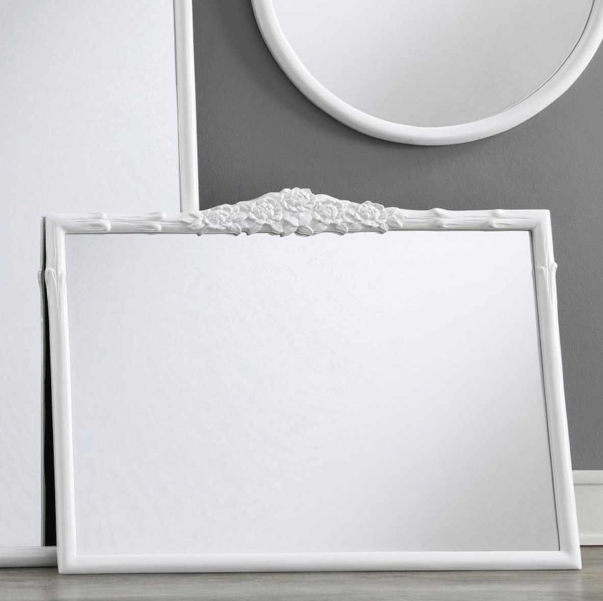 SLYVIE French Provincial Rectangular Mantle Mirror White