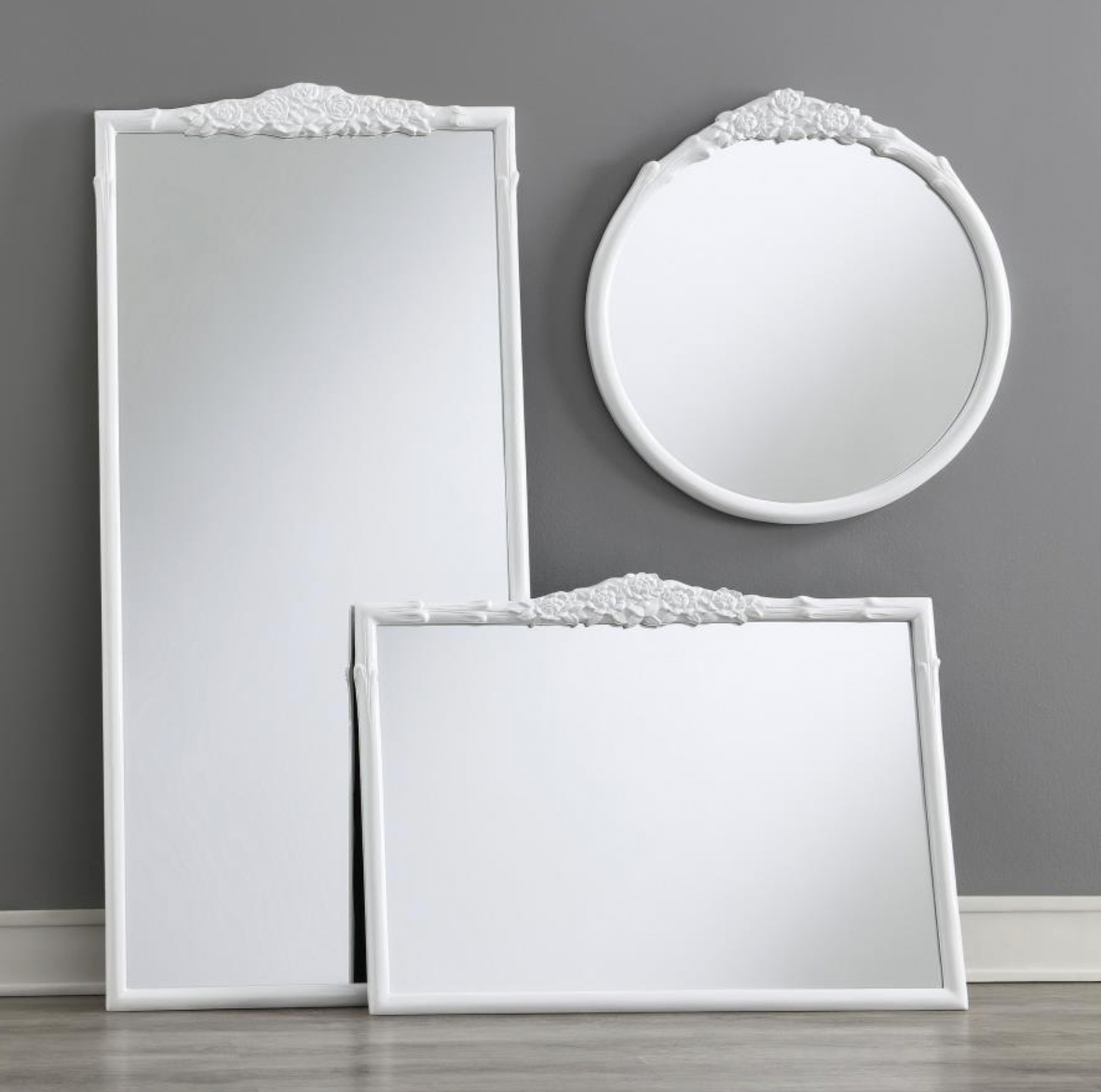 SLYVIE French Provincial Rectangular Mantle Mirror White