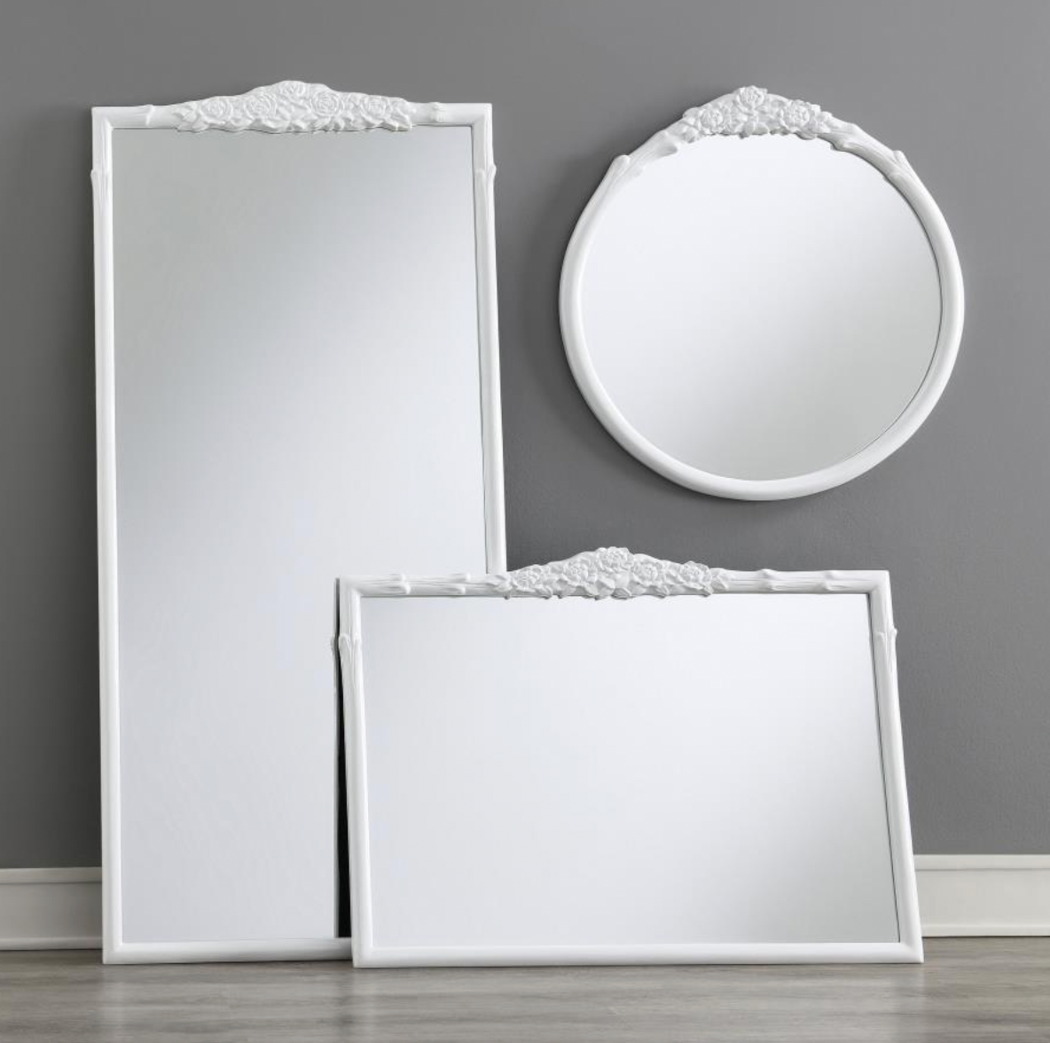 SLYVIE French Provincial Round Wall Mirror White