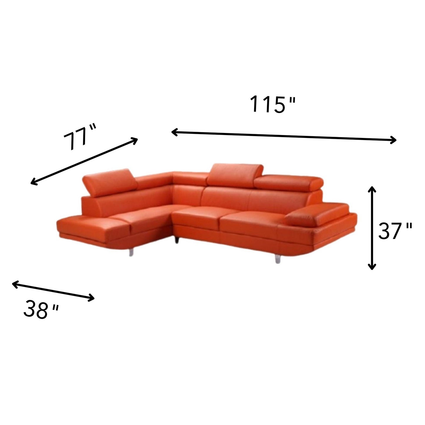 EXCEL Modern Sectional Orange Left Chaise