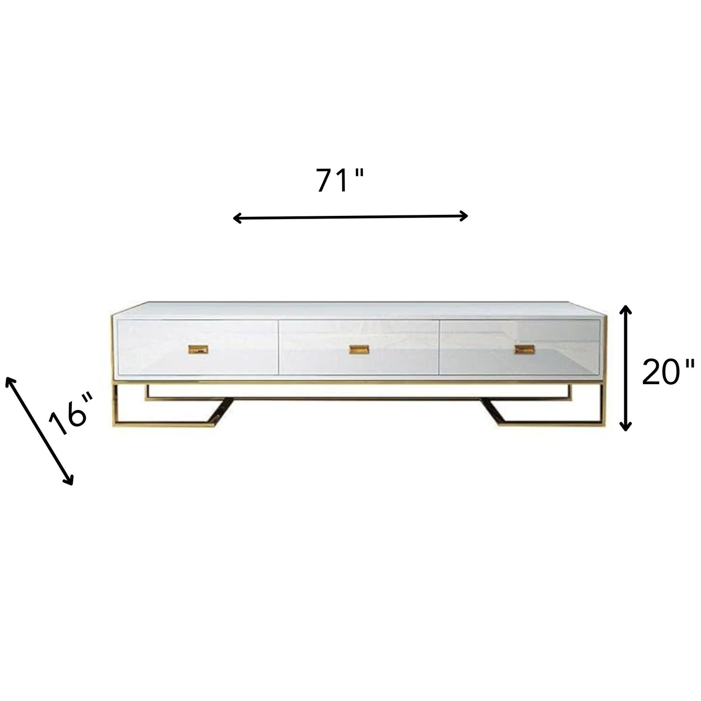 MARE TV Stand Glossy White with Gold