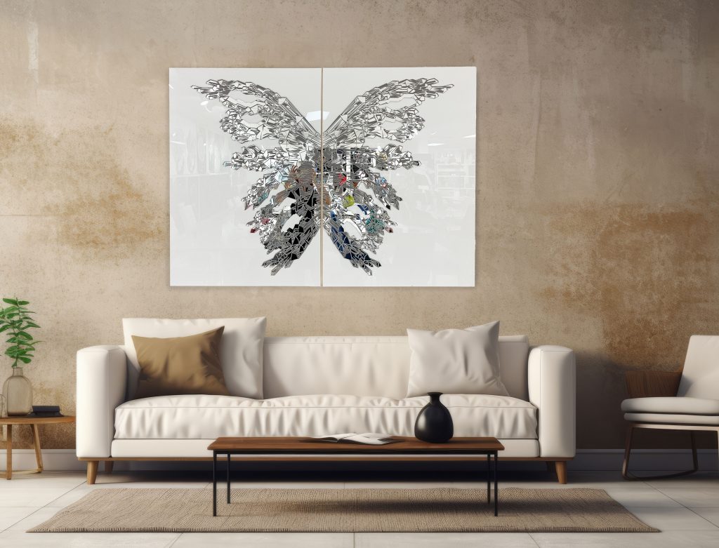 SABI Silver 3D Luxury Butterfly Acrylic Mirror Prints
