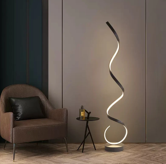 SWIRL Black Led Floor Lamp