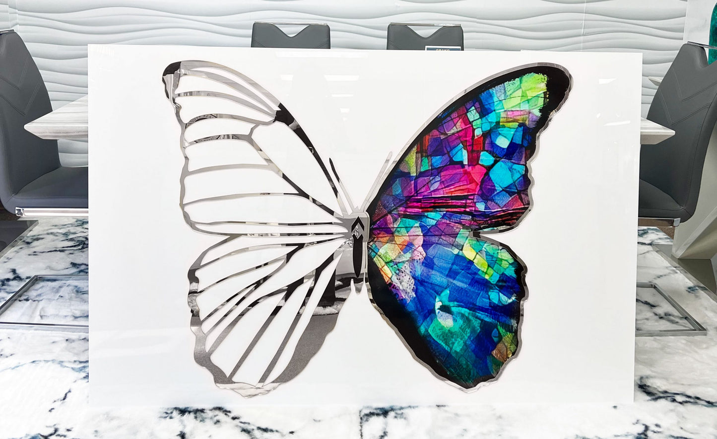 NERA Silver 3D Butterfly Acrylic Mirror Prints