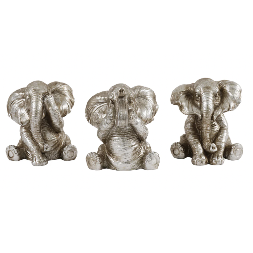 BROOKS See No Evil Elephant Sculpture Silver