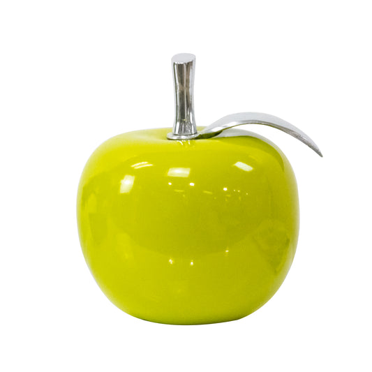 APPLE Lemon Green with Polished Aluminum Leaf Decor