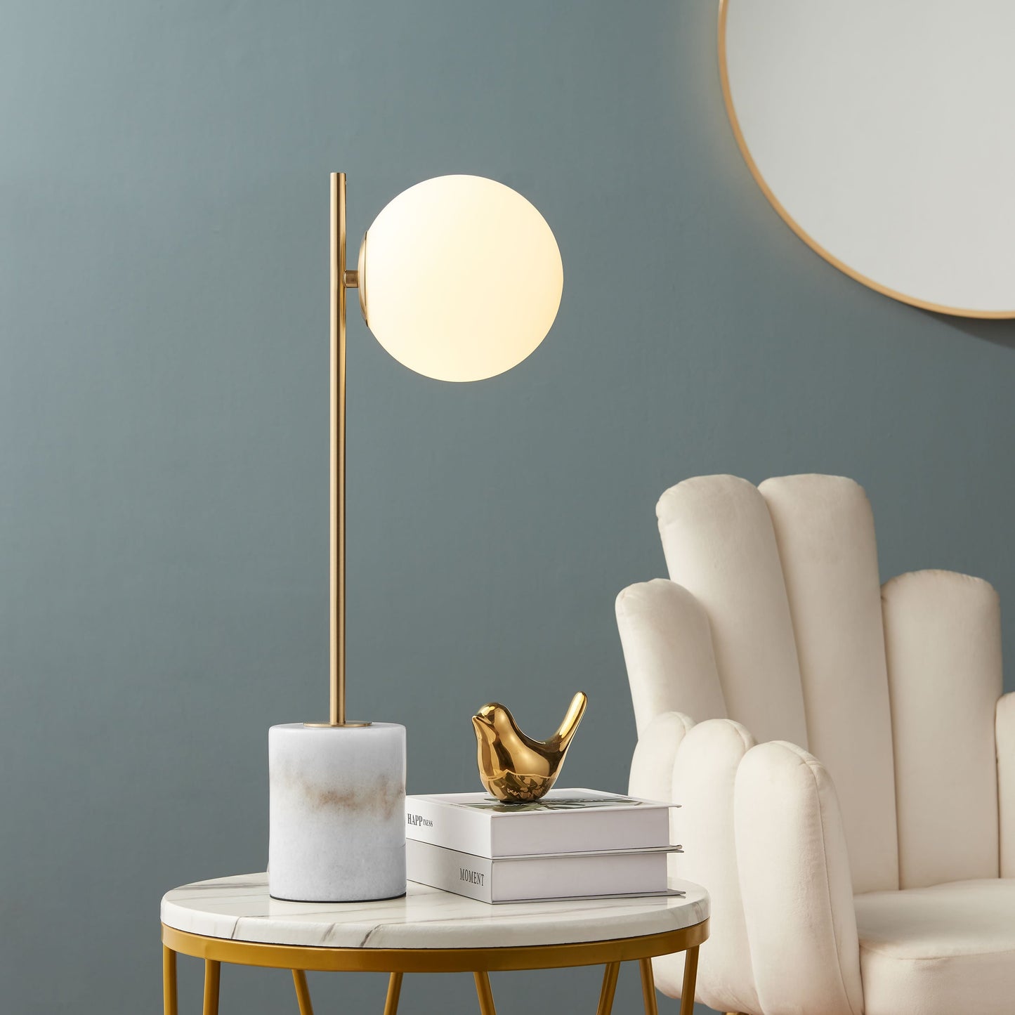 ANECHDOCHE Gold and White Table Lamp