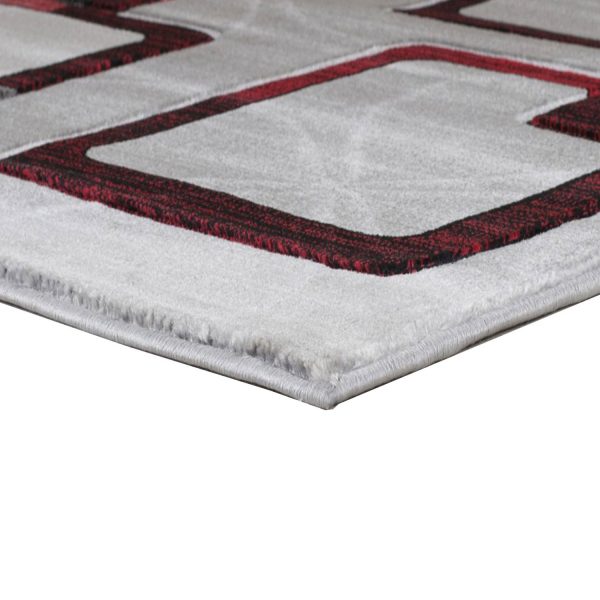 HUSH Modern Squares Rug Red