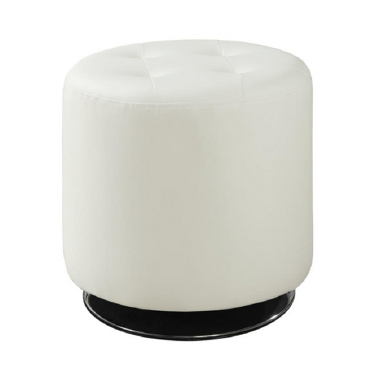 BROWNMAN Round Upholstered Ottoman White