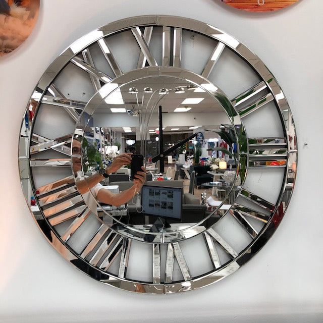 Mirror Wall Clock with Roman Numbers