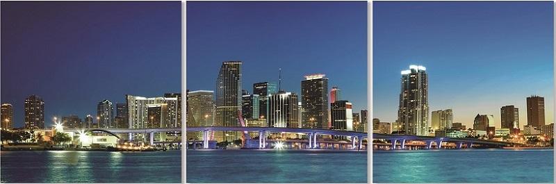 Miami Skyline Tempered Glass Print