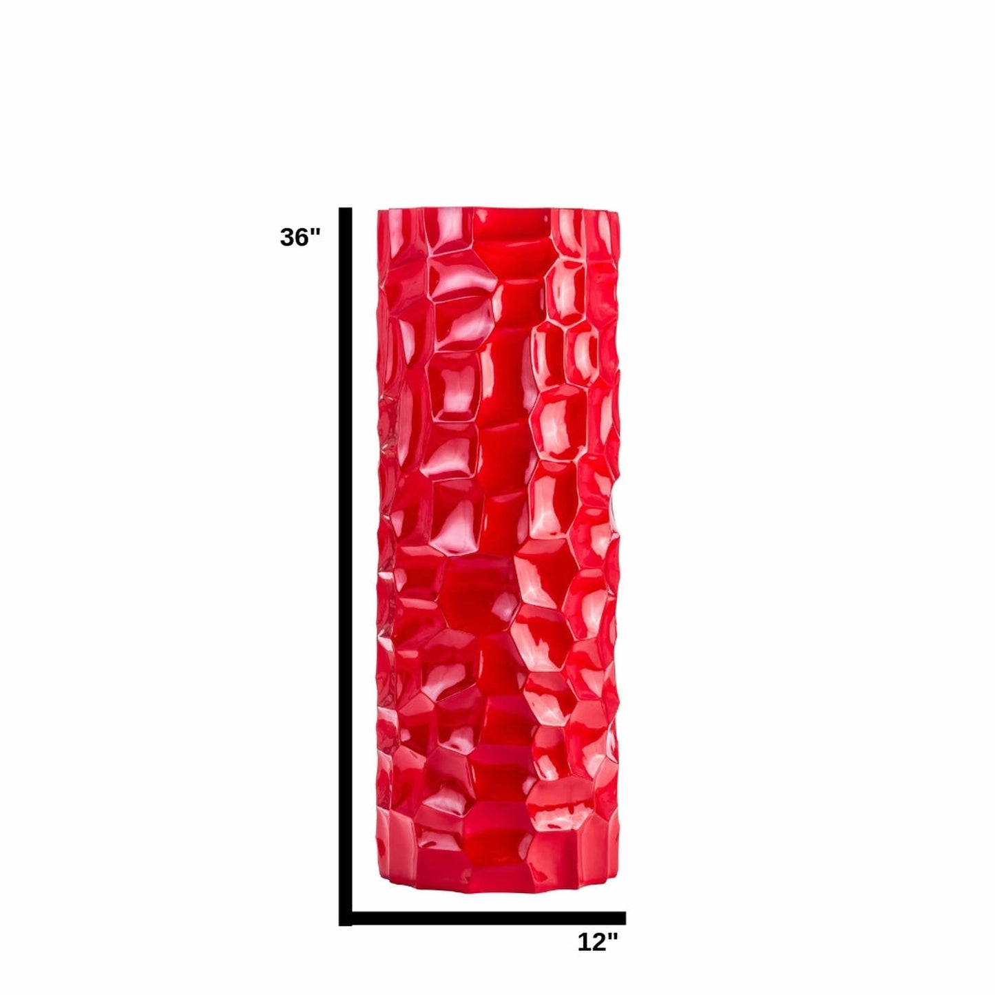 MYSTARA 36" Textured Honeycomb Vase Red