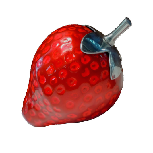 STRAWBERRY Sculpture Red with Aluminum Leaf