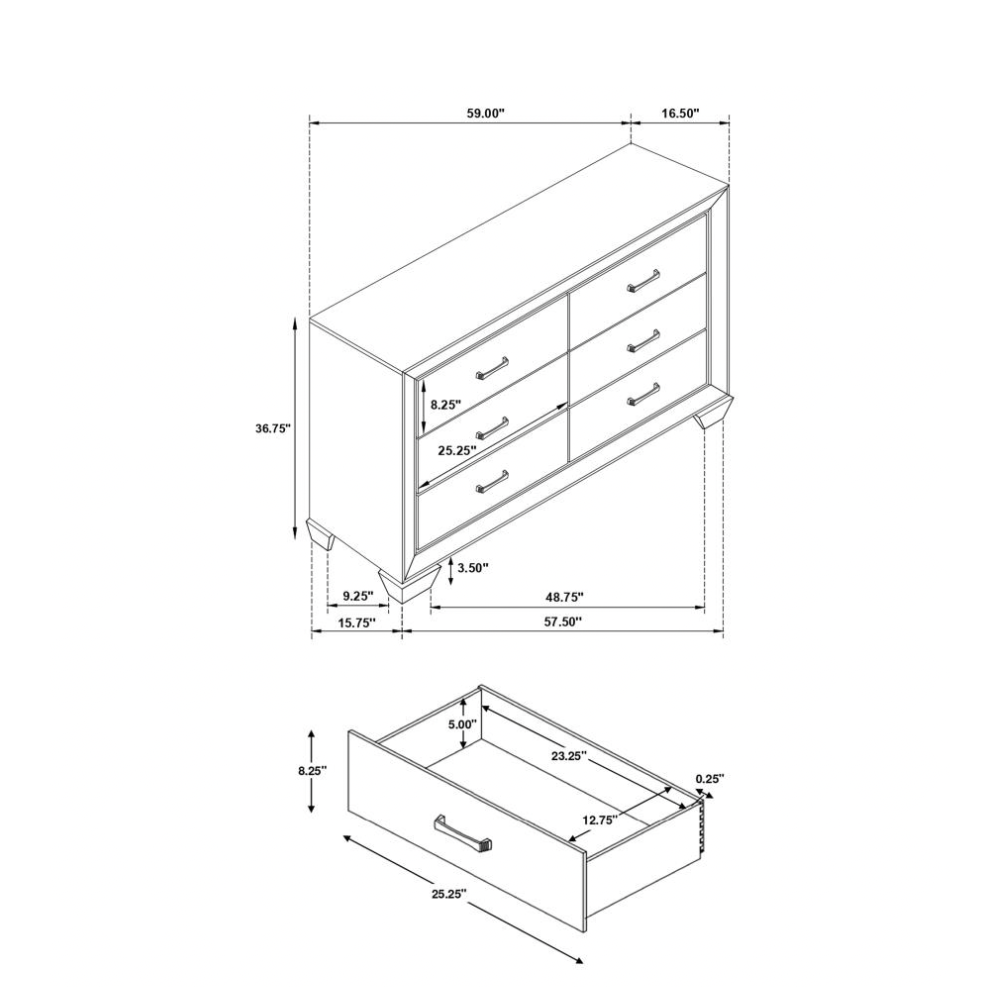 KAUFFMAN 6-drawer Dresser Dark Cocoa