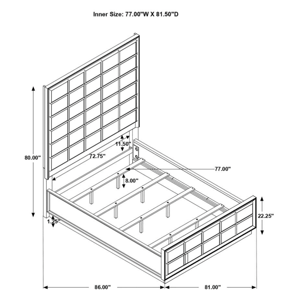 DURANGO Wood Eastern King Panel Bed Smoked Peppercorn