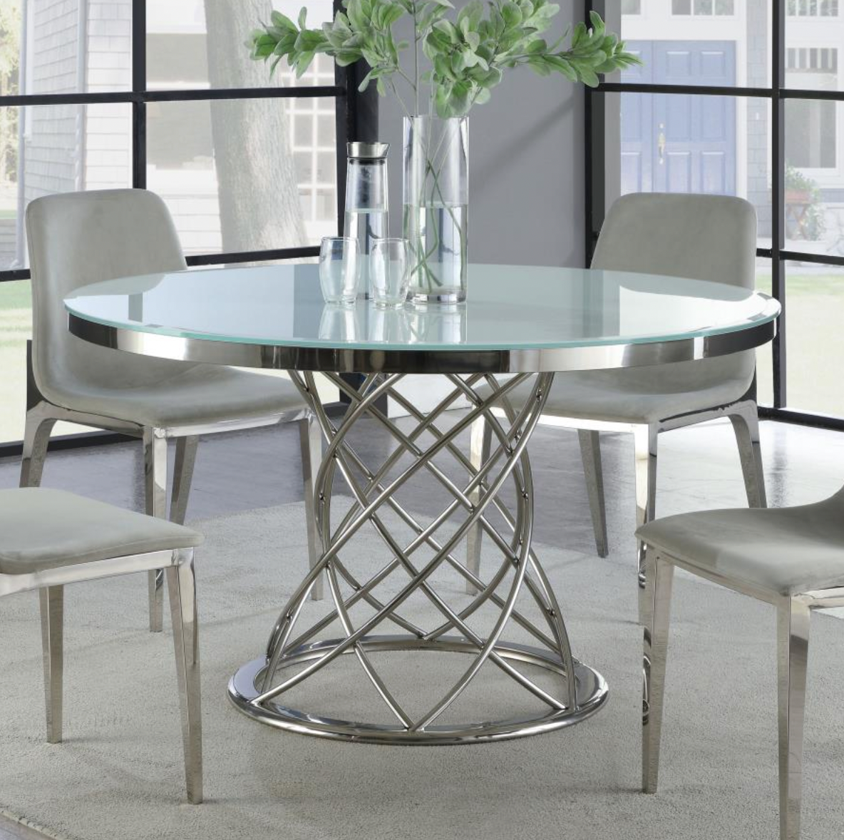 IRENE Round Glass Top Dining Table