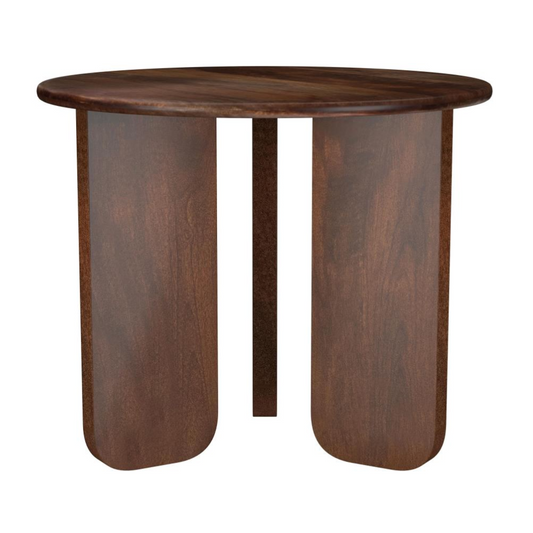 DALE Round Solid Mango Wood Side End Table Brown