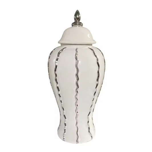 ONYX 18" Decorative Ginger Jar Vase Silver