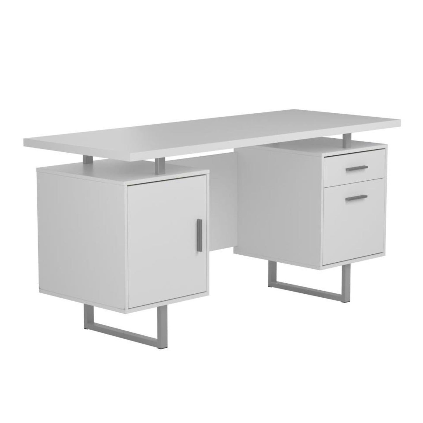 LAWTEY Floating Top Office Desk White Gloss