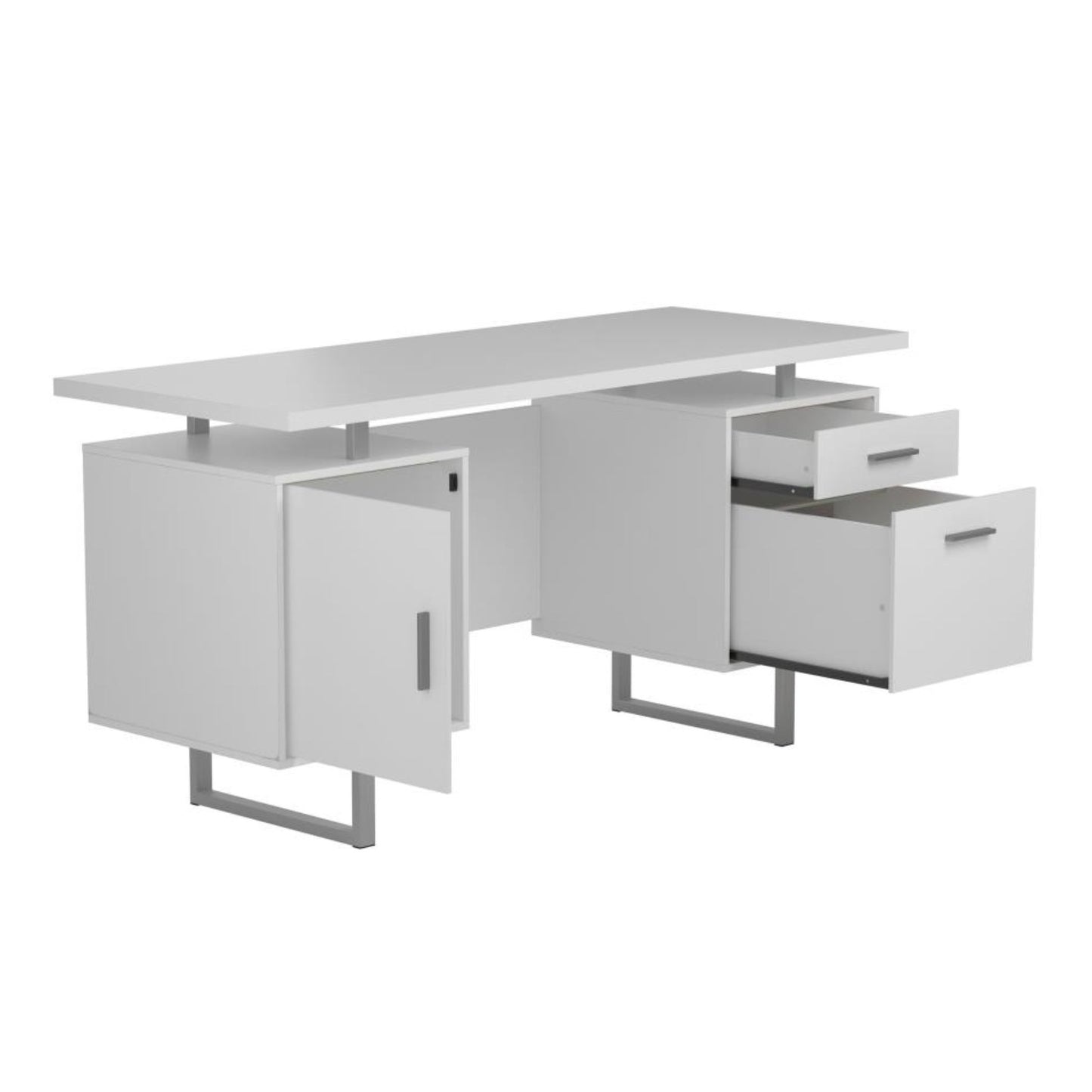 LAWTEY Floating Top Office Desk White Gloss
