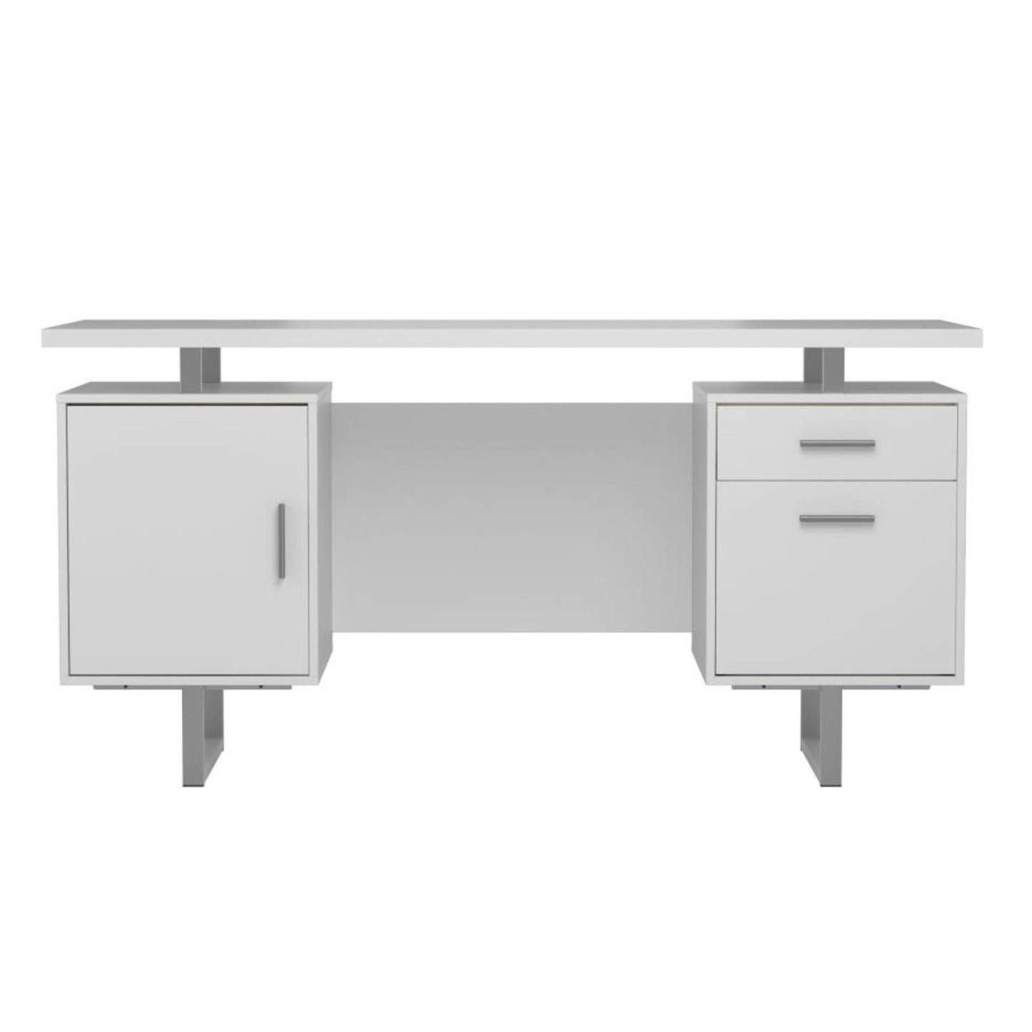LAWTEY Floating Top Office Desk White Gloss