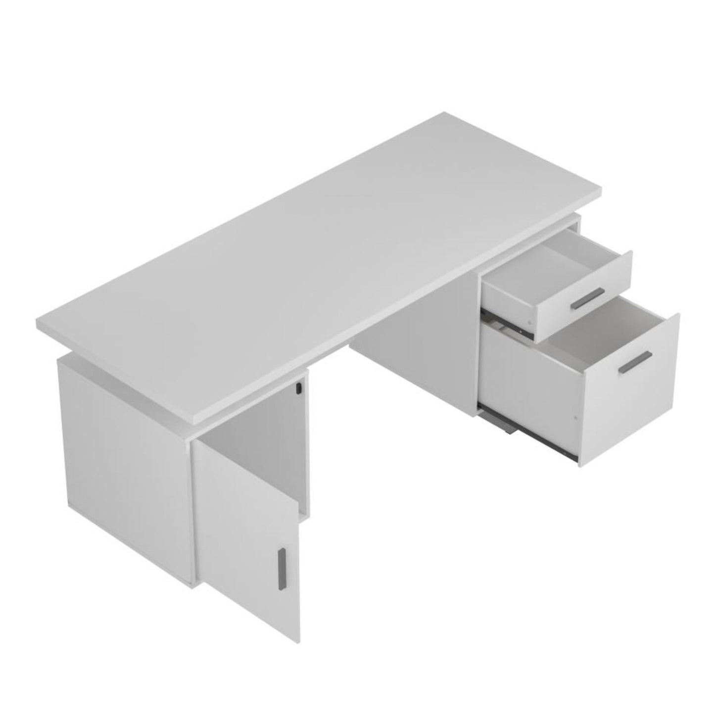 LAWTEY Floating Top Office Desk White Gloss