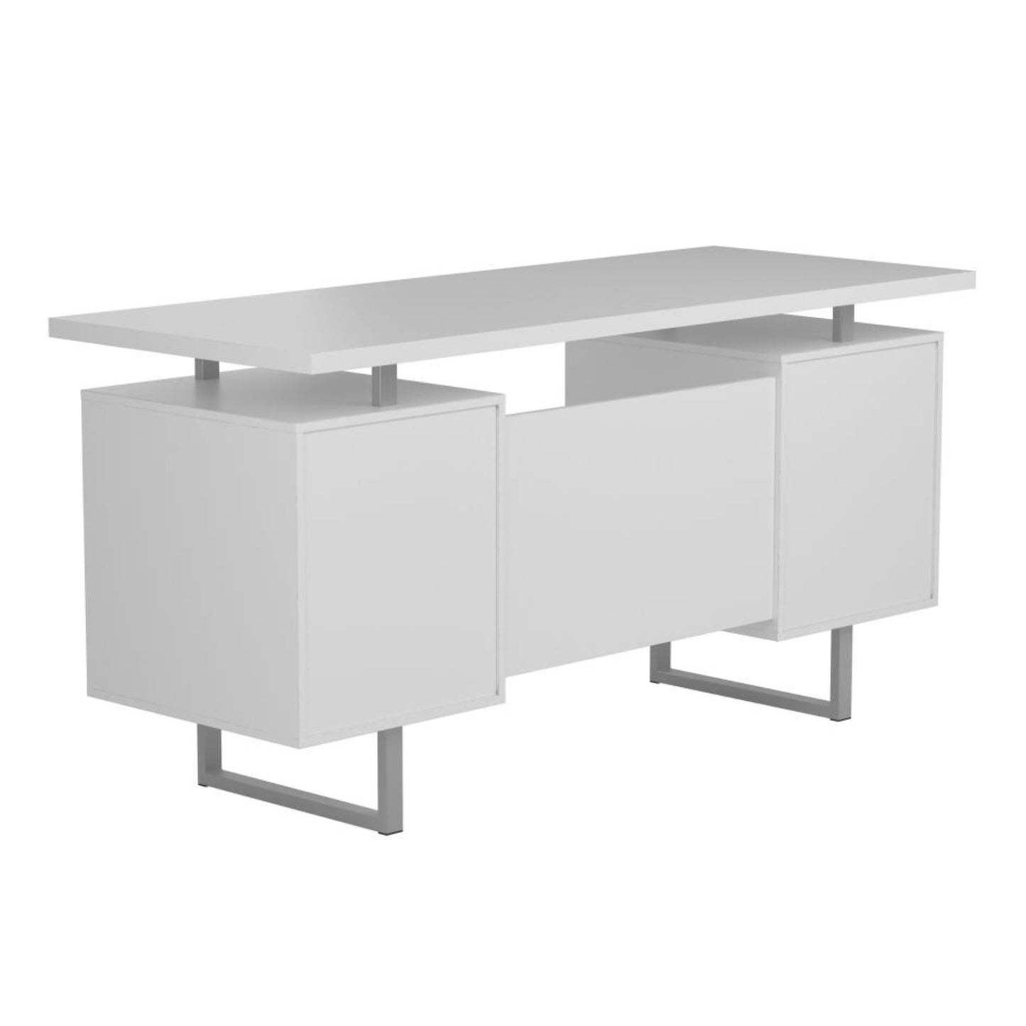 LAWTEY Floating Top Office Desk White Gloss