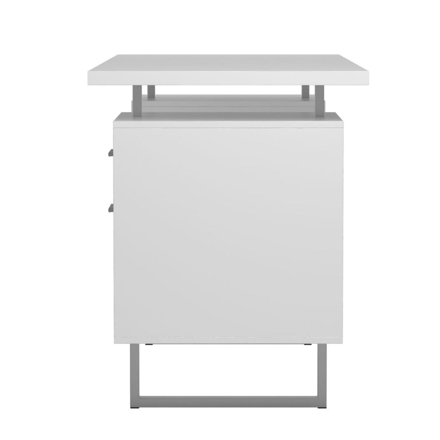 LAWTEY Floating Top Office Desk White Gloss