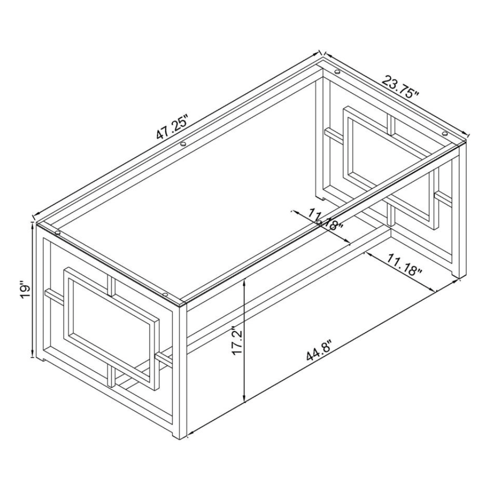 MERCED Rectangular Glass Top Coffee Table