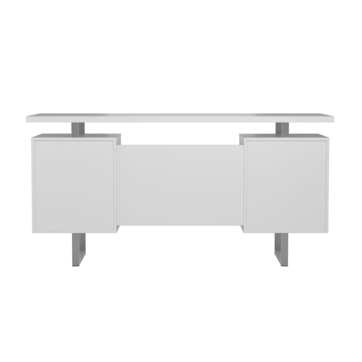 LAWTEY Floating Top Office Desk White Gloss