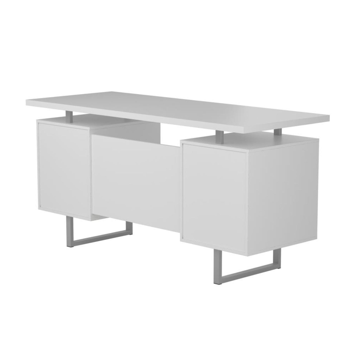 LAWTEY Floating Top Office Desk White Gloss